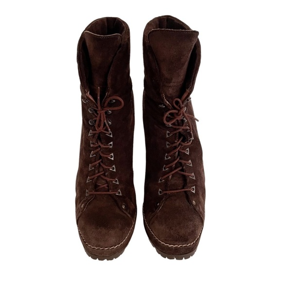 Alaia Suede Platform Heeled Combat Boots 38.5 - Picture 3 of 11